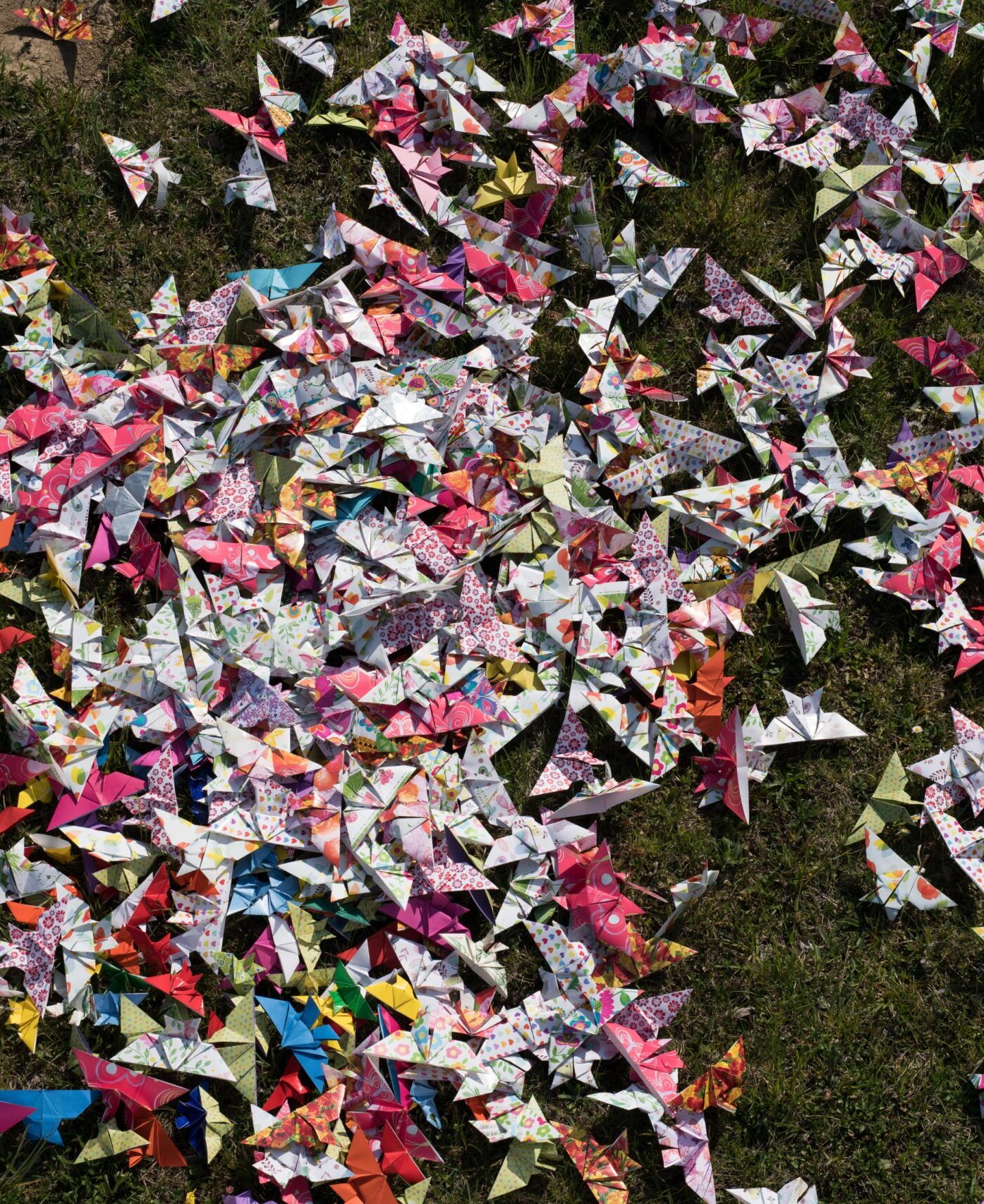 1000 gefaltete Origami-Schmetterlinge