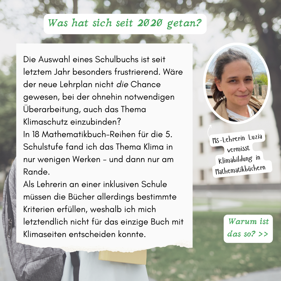 Was hat sich seit 2020 getan? MS -Lehrerin Luzia resümiert, was inzwischen geschehen ist: 