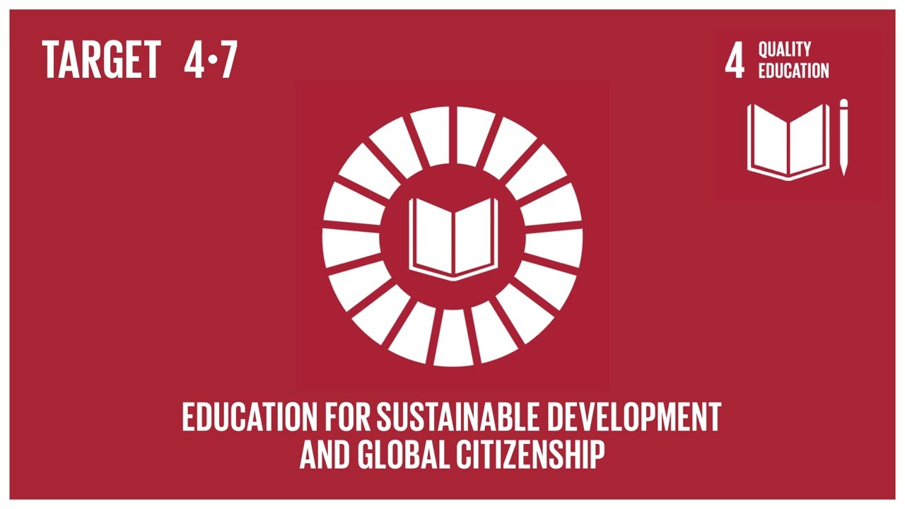 Logo des SDG-Ziels 4.7. Bildinhalt: "Target 4.7. Education for sustainable development and global citizenship"